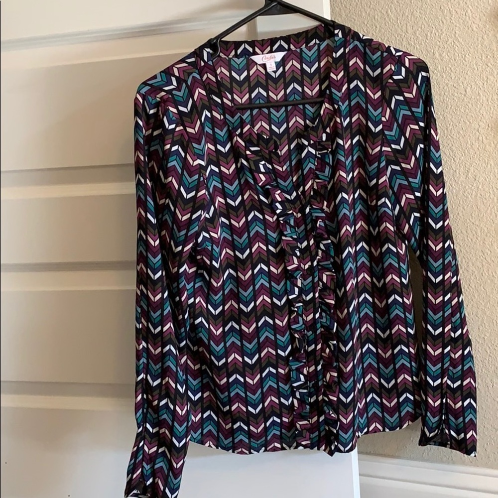 Pattered Button Up Blouse